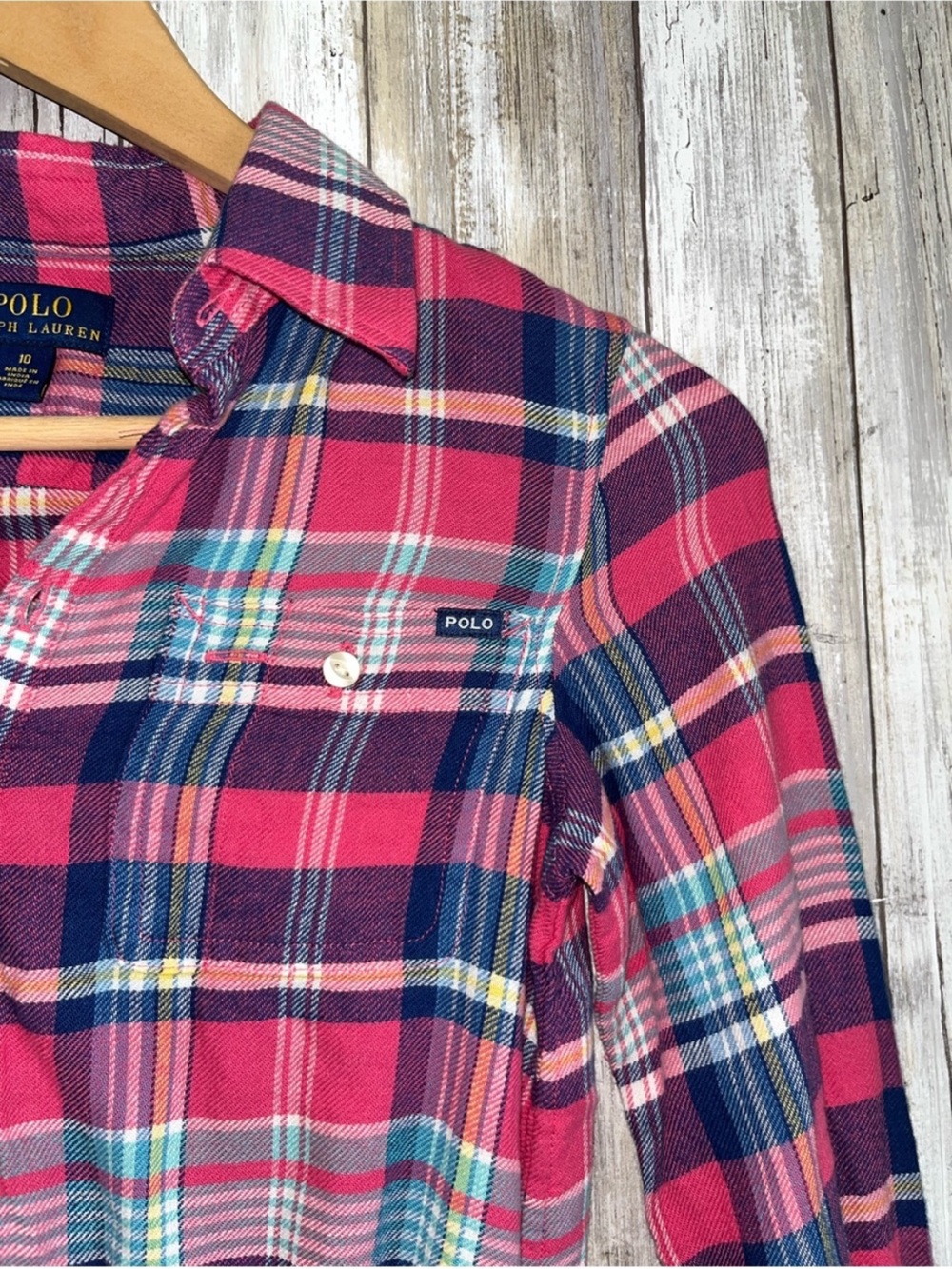 Polo Ralph Lauren Girls Plaid Shirt Dress Size 10 Pink Flannel - Picture 2 of 7